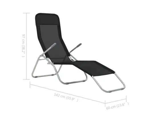 Saliekami Sauļošanās Krēsli, 2 Gab., Melns Tekstilēns Vidaxl