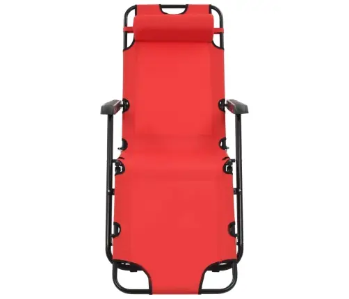 Sauļošanās Krēsli, 2 Gab., Ar Kāju Balstu, Tērauds, Sarkani Vidaxl