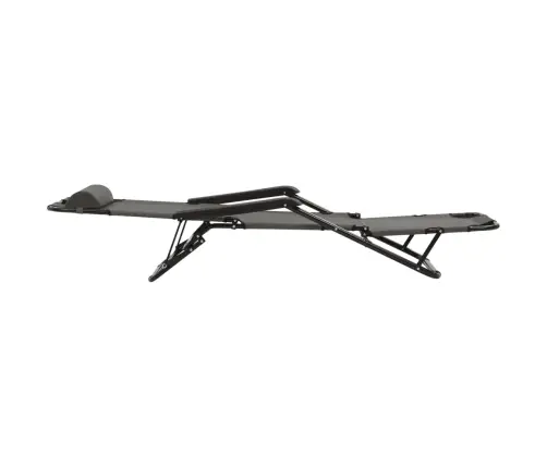 Sulankstomi Saulės Gultai, 2 Vnt., Su Pakoja, Plienas, Pilki Sulankstomi Saulės Gultai, 2 Vnt., Su Pakoja, Plienas, Pilki