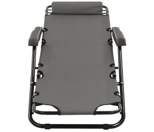 Sulankstomi Saulės Gultai, 2 Vnt., Su Pakoja, Plienas, Pilki Sulankstomi Saulės Gultai, 2 Vnt., Su Pakoja, Plienas, Pilki