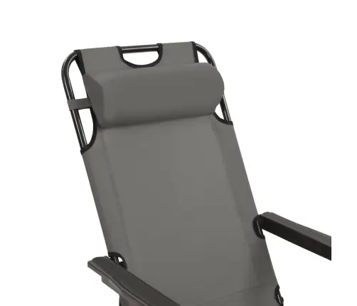 Sulankstomi Saulės Gultai, 2 Vnt., Su Pakoja, Plienas, Pilki Sulankstomi Saulės Gultai, 2 Vnt., Su Pakoja, Plienas, Pilki