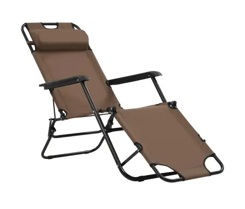 Sauļošanās Krēsli, 2 Gab., Ar Kāju Balstu, Tērauds, Brūni Vidaxl