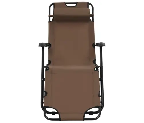 Sauļošanās Krēsli, 2 Gab., Ar Kāju Balstu, Tērauds, Brūni Vidaxl