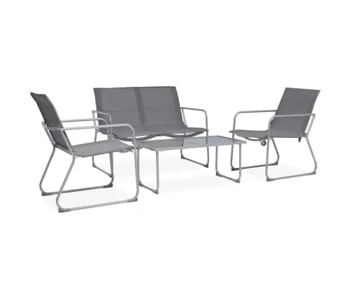 4-Daļīgs Dārza Mēbeļu Komplekts, Audums Un Tērauds, Pelēks Vidaxl