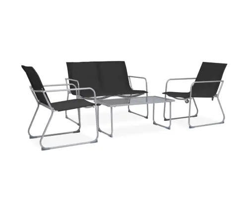 4-Osaline Aiamööbli Komplekt, Kangas Ja Teras, Must