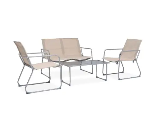 4-Osaline Aiamööbli Komplekt, Kangas Ja Teras, Kreemjas