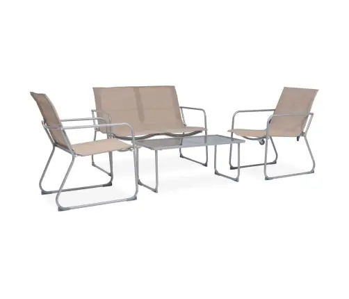 4-Osaline Aiamööbli Komplekt, Kangas Ja Teras, Pruunikashall