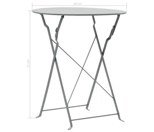 3-Daļīgs Bistro Mēbeļu Komplekts, Tērauds, Pelēks Vidaxl