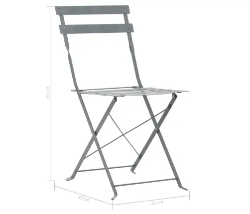 3-Daļīgs Bistro Mēbeļu Komplekts, Tērauds, Pelēks Vidaxl