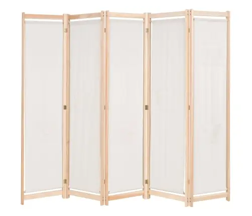 5-Paneļu Istabas Aizslietnis, 200X170X4 Cm, Krēmkrāsas Audums  Vidaxl