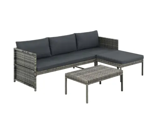 3-Daļīgs Dārza Atpūtas Mēbeļu Komplekts Ar Matračiem, Pelēks Pe Vidaxl