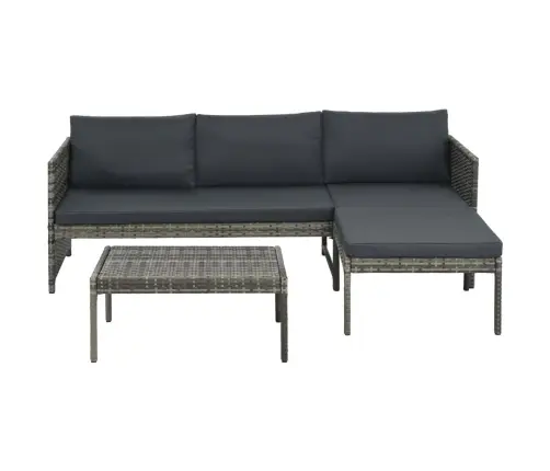 3-Daļīgs Dārza Atpūtas Mēbeļu Komplekts Ar Matračiem, Pelēks Pe Vidaxl