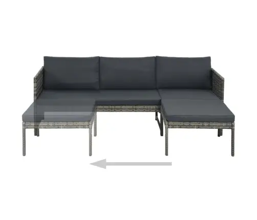 3-Daļīgs Dārza Atpūtas Mēbeļu Komplekts Ar Matračiem, Pelēks Pe Vidaxl