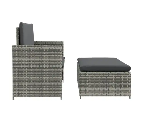 2-Daļīgs Dārza Atpūtas Mēbeļu Komplekts Ar Matračiem, Pelēks Pe Vidaxl