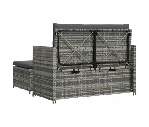 2-Daļīgs Dārza Atpūtas Mēbeļu Komplekts Ar Matračiem, Pelēks Pe Vidaxl