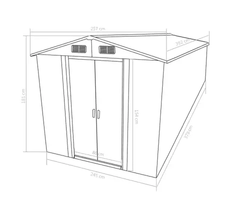 Aiakuur 257 X 392 X 181 Cm Metallist, Roheline