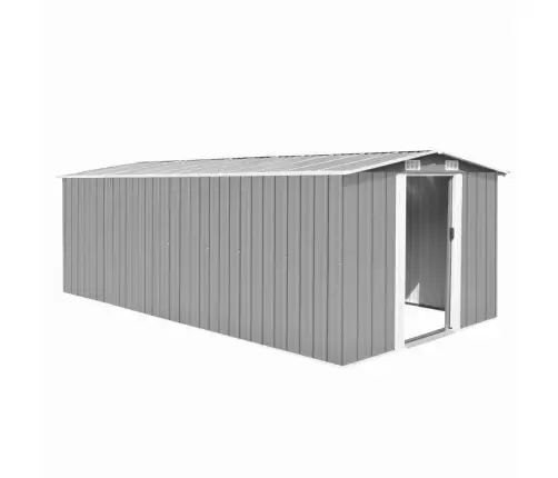 Dārza Šķūnis, 257X489X181 Cm, Pelēks Metāls Vidaxl