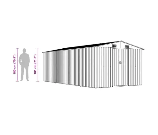 Dārza Šķūnis, 257X489X181 Cm, Antracītpelēks Metāls Vidaxl