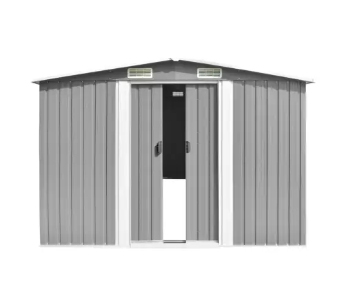 Dārza Šķūnis, 257X580X181 Cm, Pelēks Metāls Vidaxl