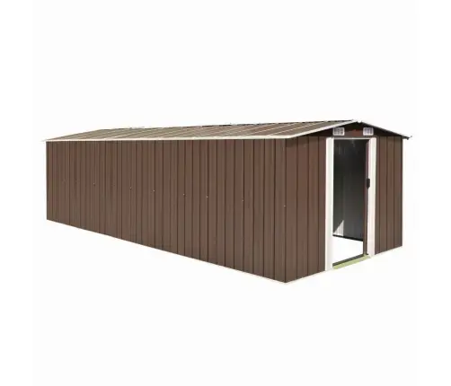 Dārza Šķūnis, 257X580X181 Cm, Brūns Metāls Vidaxl