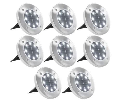 Solārās Zemes Lampas, 8 Gab., Led, Baltas Vidaxl
