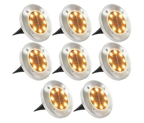 Päikesepatareidega Maapinnavalgustid, 8 Tk Led-Tuled, Soe Valge