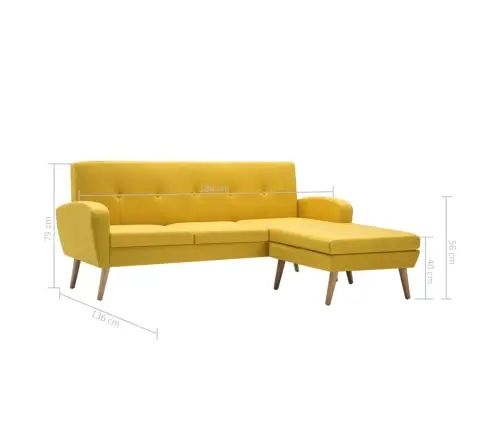 L-Formos Sofa, Geltona, 186X136X79 cm Audinio Apmušalas