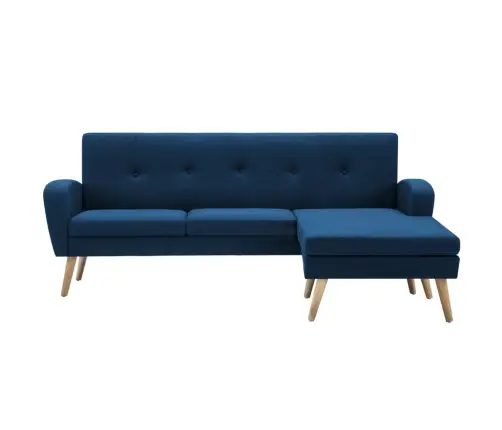 Stūra Dīvāns, Zils, 186X136X79 Cm, Auduma Apdare Vidaxl