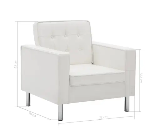 Tugitool, Valge, 75 X 70 X 75 cm Kunstnahk