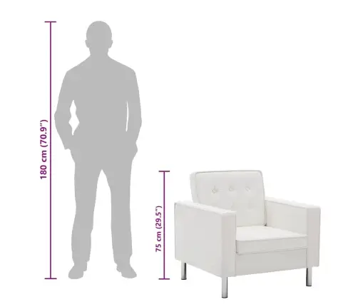 Tugitool, Valge, 75 X 70 X 75 cm Kunstnahk