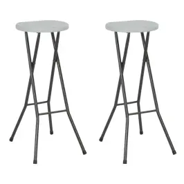 Sulankstomos Baro Taburetės, 2 Vnt., Hdpe Ir Plienas, Baltos