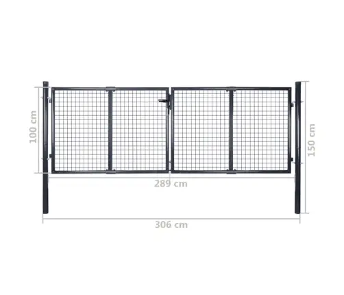 Dārza Vārti, Sieta, Cinkots Tērauds, 306X100 Cm, Pelēki Vidaxl