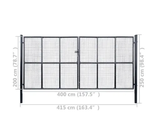 Sieta Žoga Vārti, 400X200 Cm, Cinkots Tērauds, Pelēks Vidaxl