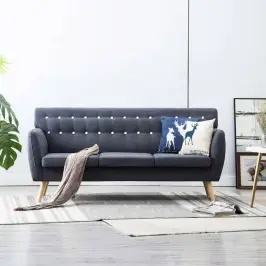 Trīsvietīgs Dīvāns, 172X70X82 Cm, Tumši Pelēka Auduma Apdare Vidaxl Trīsvietīgs Dīvāns, 172X70X82 Cm, Tumši Pelēka Auduma Apdare Vidaxl