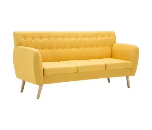 Dīvāns, Trīsvietīgs, 172X70X82 Cm, Dzeltena Auduma Apdare Vidaxl