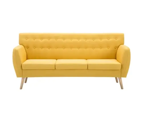 Dīvāns, Trīsvietīgs, 172X70X82 Cm, Dzeltena Auduma Apdare Vidaxl