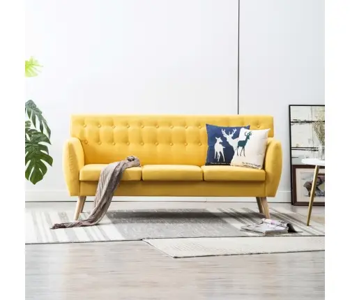 Dīvāns, Trīsvietīgs, 172X70X82 Cm, Dzeltena Auduma Apdare Vidaxl