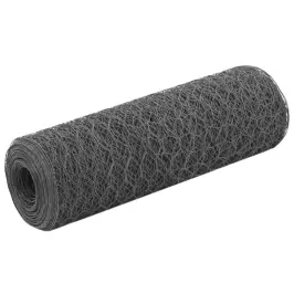 Stiepļu Žogs, Tērauds Ar Pvc Pārklājumu, 25X0,5 M, Pelēks Vidaxl