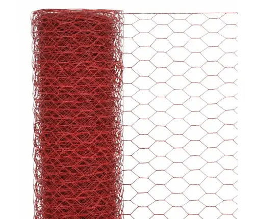 Stiepļu Žogs, Tērauds Ar Pvc Pārklājumu, 25X1 M, Sarkans Vidaxl