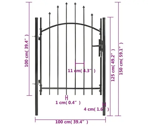 Dārza Vārti, Tērauds, 1X1,5 M, Melni Vidaxl