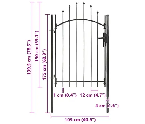 Sodo Vartai, Juodi, 1X2M, Plienas