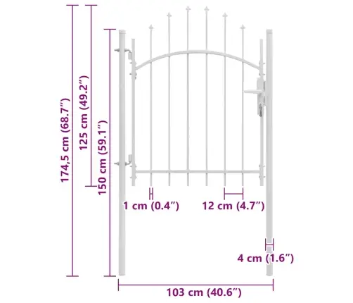 Aiavärav, Teras, 1 X 1,75 M, Valge