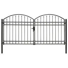 Vartai Su Dvig. Dur. Ir Ark. Viršumi, Juodi, 300X125cm Plienas