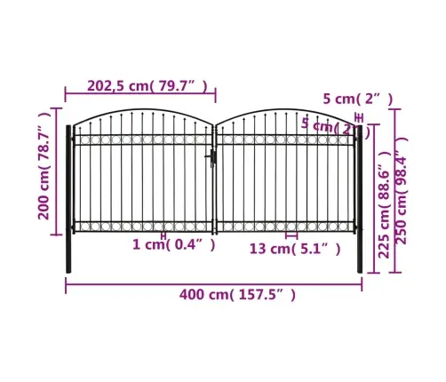 Divviru Žoga Vārti Ar Arkveida Formu, Melni, 400X200 Cm, Tērauds Vidaxl
