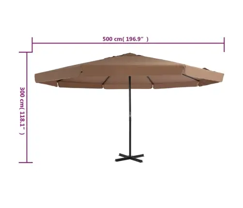 Dārza Saulessargs Ar Alumīnija Kātu, 500 Cm, Pelēkbrūns  Vidaxl