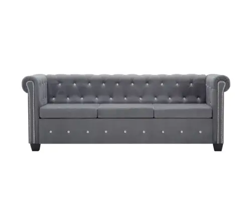 Chesterfield Dīvāns, Trīsvietīgs, 199X75X72 Cm, Pelēks Samts Vidaxl