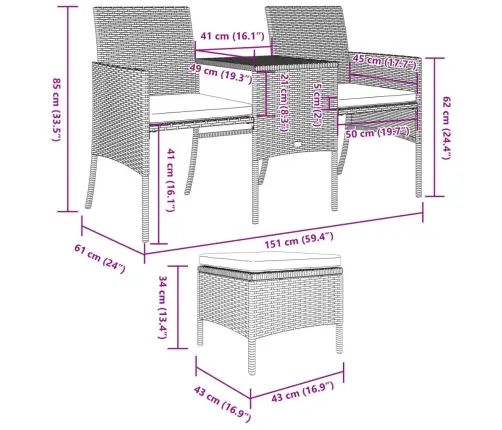 Divvietīgs Dārza Dīvāns Ar Galdiņu, Taburetēm, Pe Pinums, Brūns Vidaxl Divvietīgs Dārza Dīvāns Ar Galdiņu, Taburetēm, Pe Pinums, Brūns Vidaxl