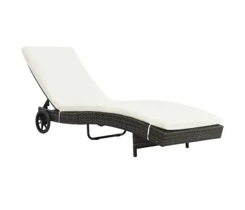 Sauļošanās Zvilnis Ar Riteņiem Un Matraci, Brūna Pe Rotangpalma Vidaxl