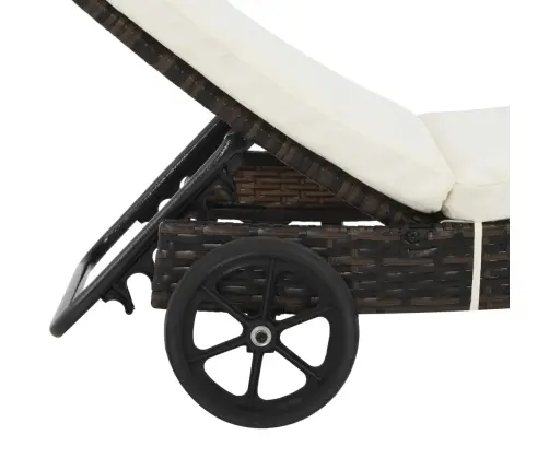 Sauļošanās Zvilnis Ar Riteņiem Un Matraci, Brūna Pe Rotangpalma Vidaxl