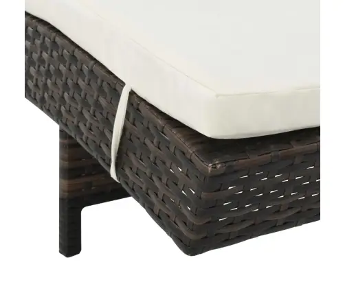 Sauļošanās Zvilnis Ar Riteņiem Un Matraci, Brūna Pe Rotangpalma Vidaxl